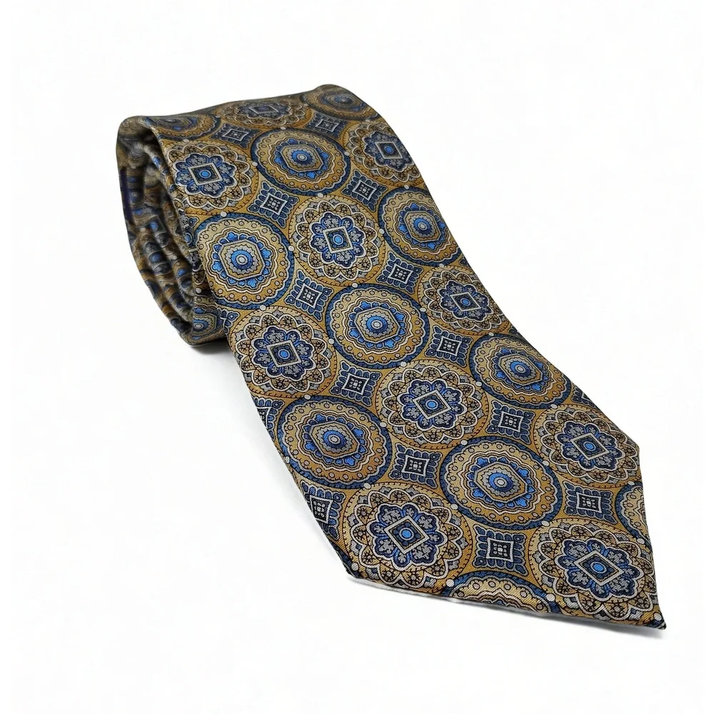 Burma Bibas Silk Medallion Necktie Mens Formal Business Minimalist Preppy Wear